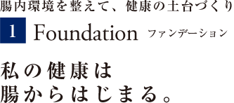 腸内環境を整えて、健康の土台づくり　Foundation　ファンデーション 私の健康は腸からはじまる。